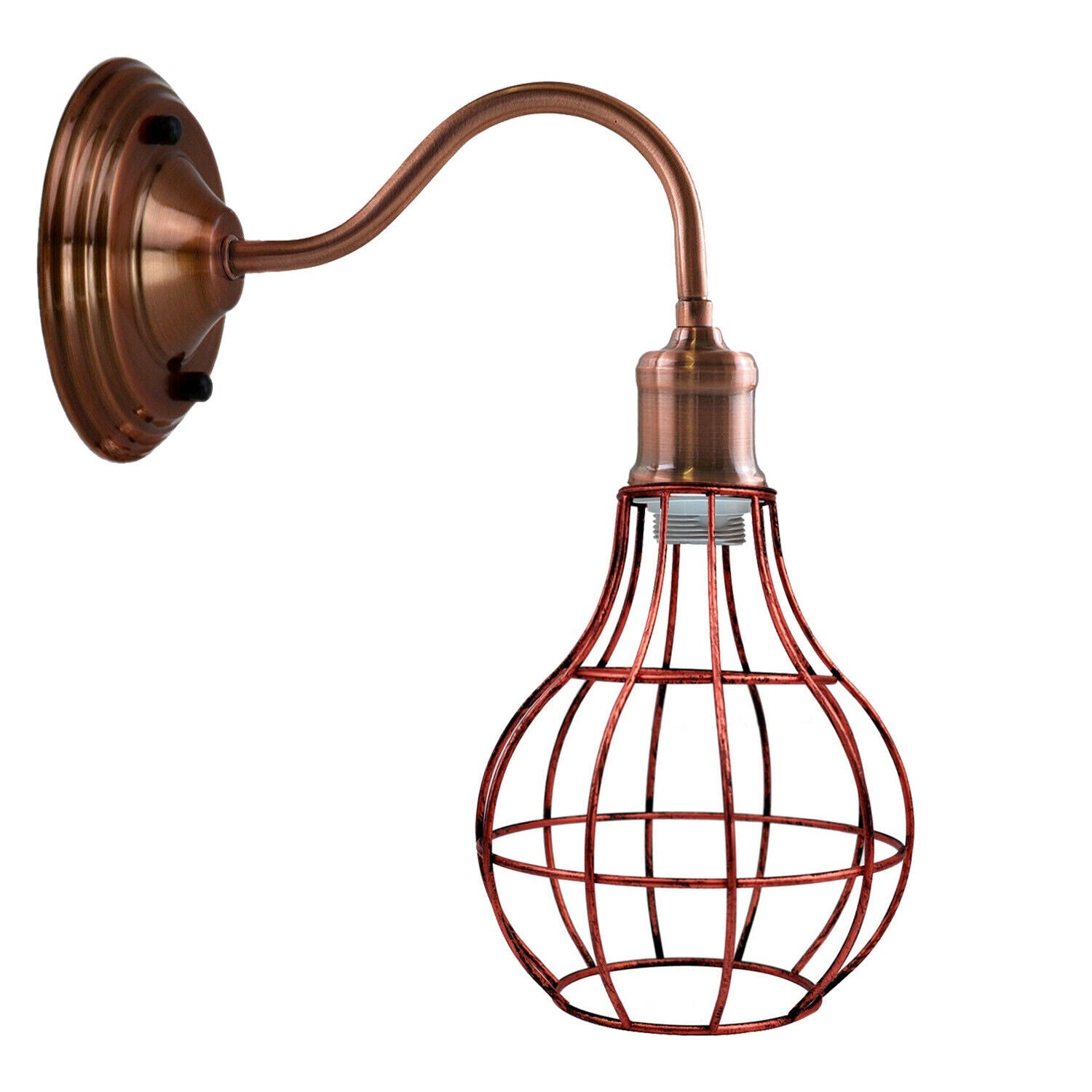 Modern Retro Industrial Metal Geometric Cage Wall Sconce Light Fixture