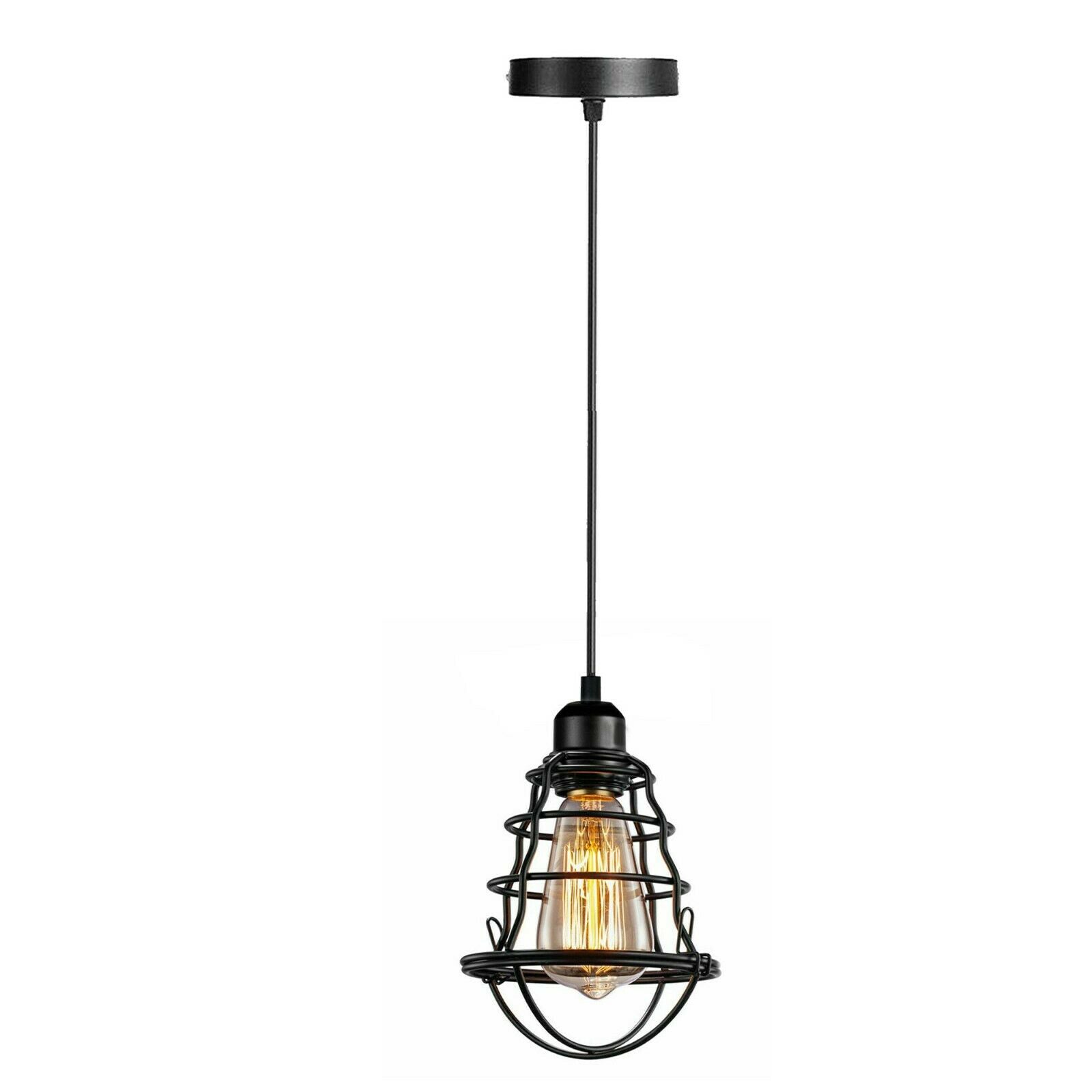 Industrial Retro Metal Cage Pendant Light E27 Fitting for Kitchen