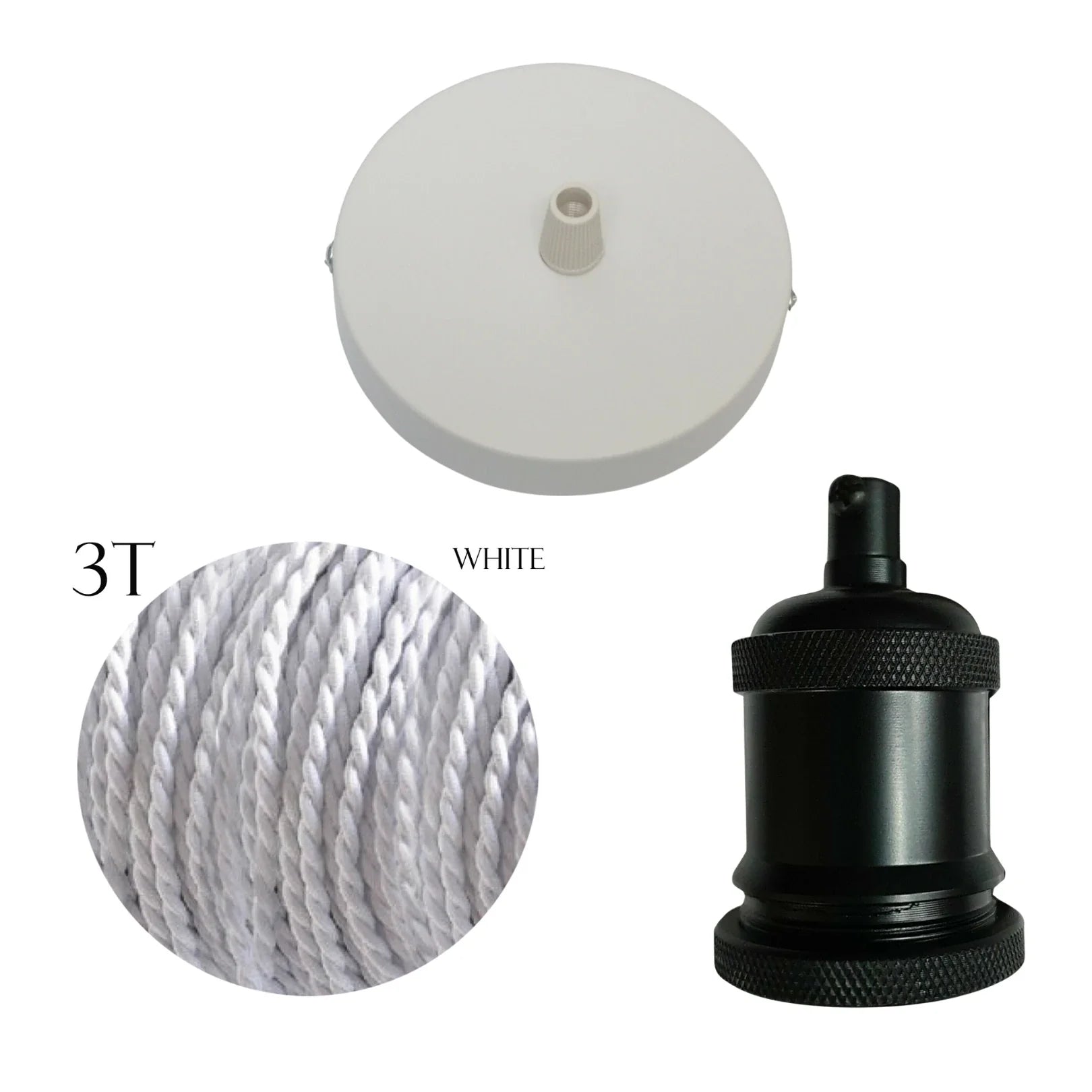 Elegant Vintage Fabric Cable E27 Pendant Light Kit with Ceiling Rose