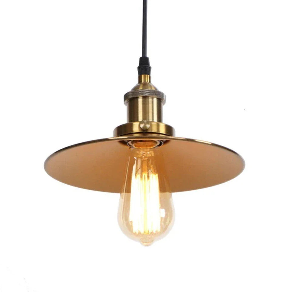 Vintage Pendant Lights Metal Flat Shade Hanging Retro Lamp ~ 6035