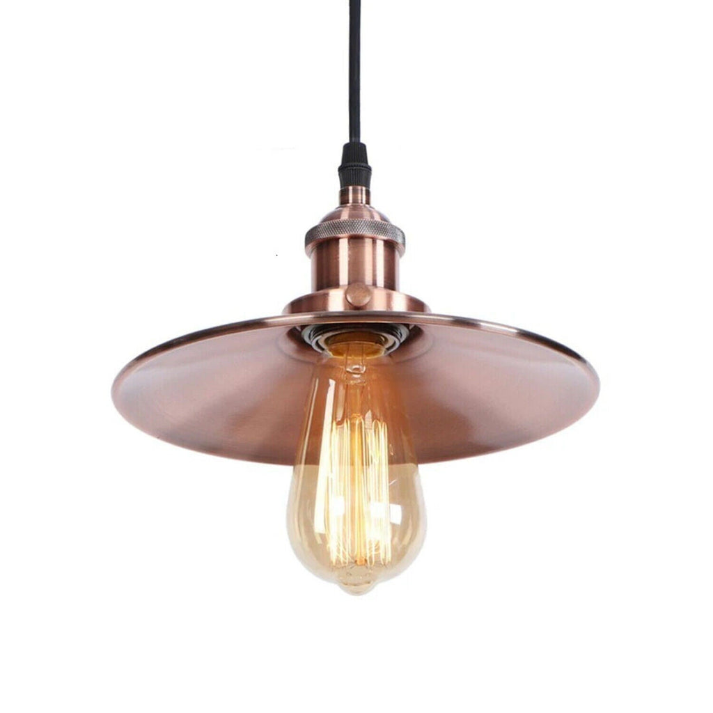 Vintage Pendant Lights Metal Flat Shade Hanging Retro Lamp ~ 6035
