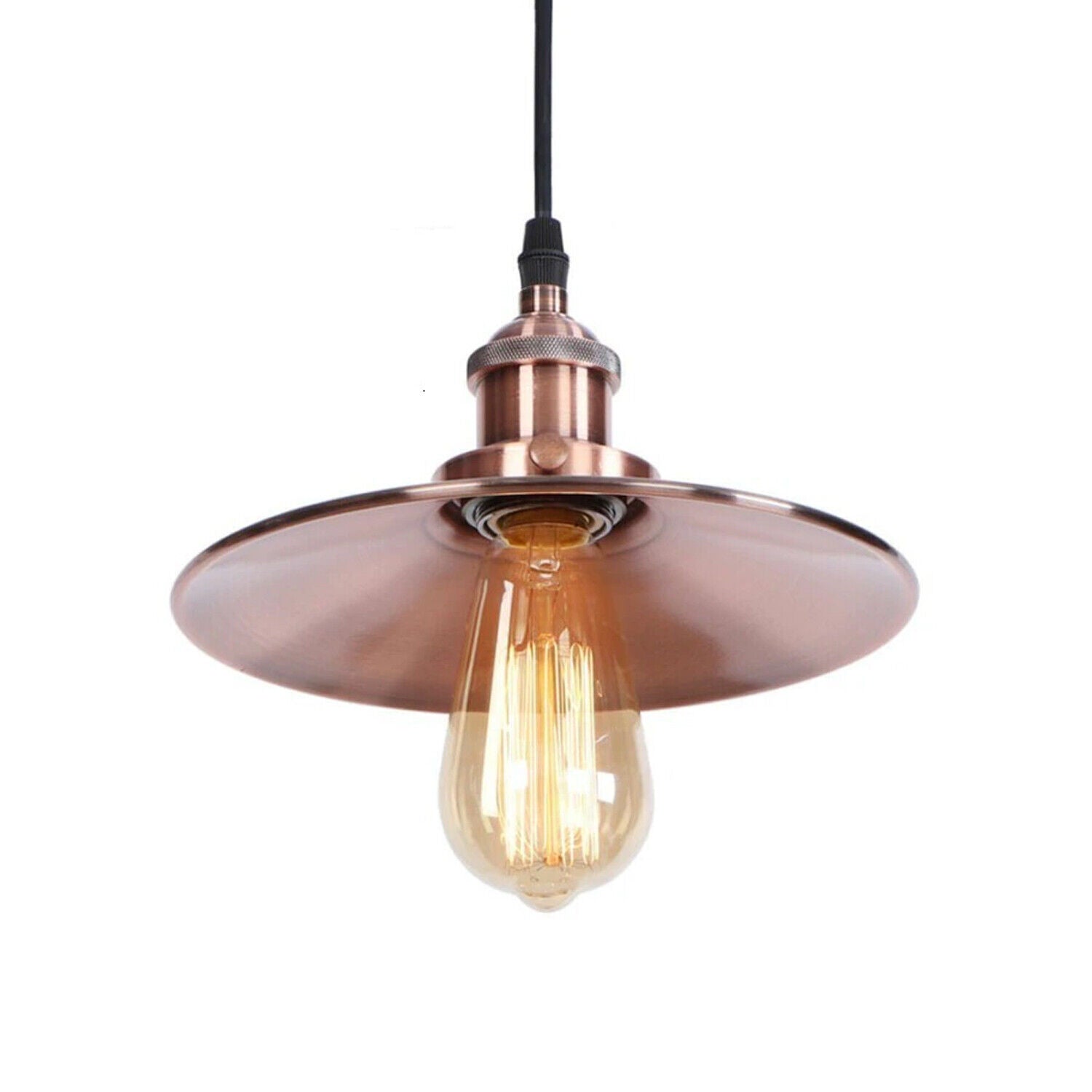 Vintage Pendant Lights Metal Flat Shade Hanging Retro Lamp ~ 6035