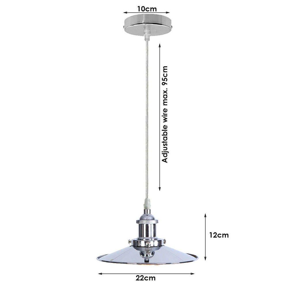 Vintage Pendant Lights Metal Flat Shade Hanging Retro Lamp ~ 6035