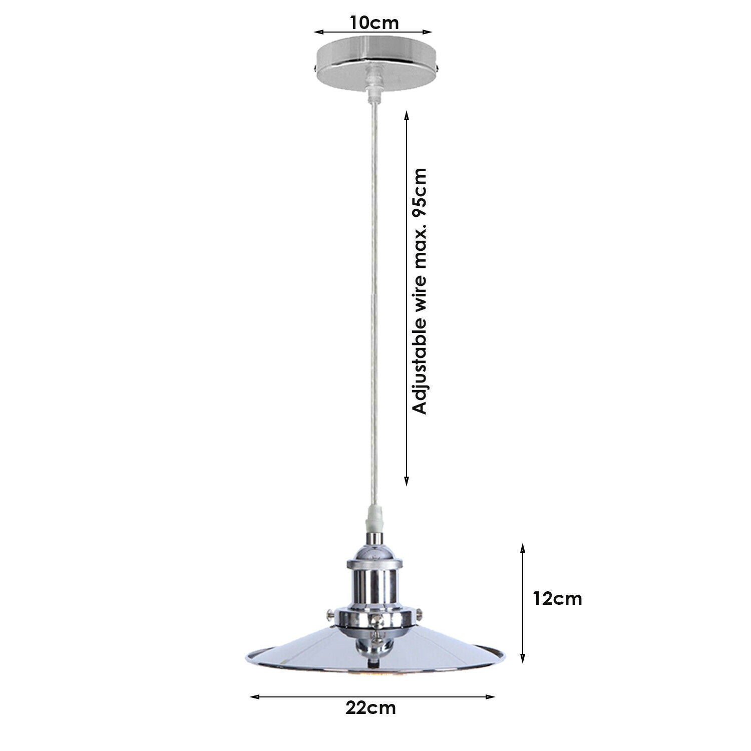 Vintage Pendant Lights Metal Flat Shade Hanging Retro Lamp ~ 6035