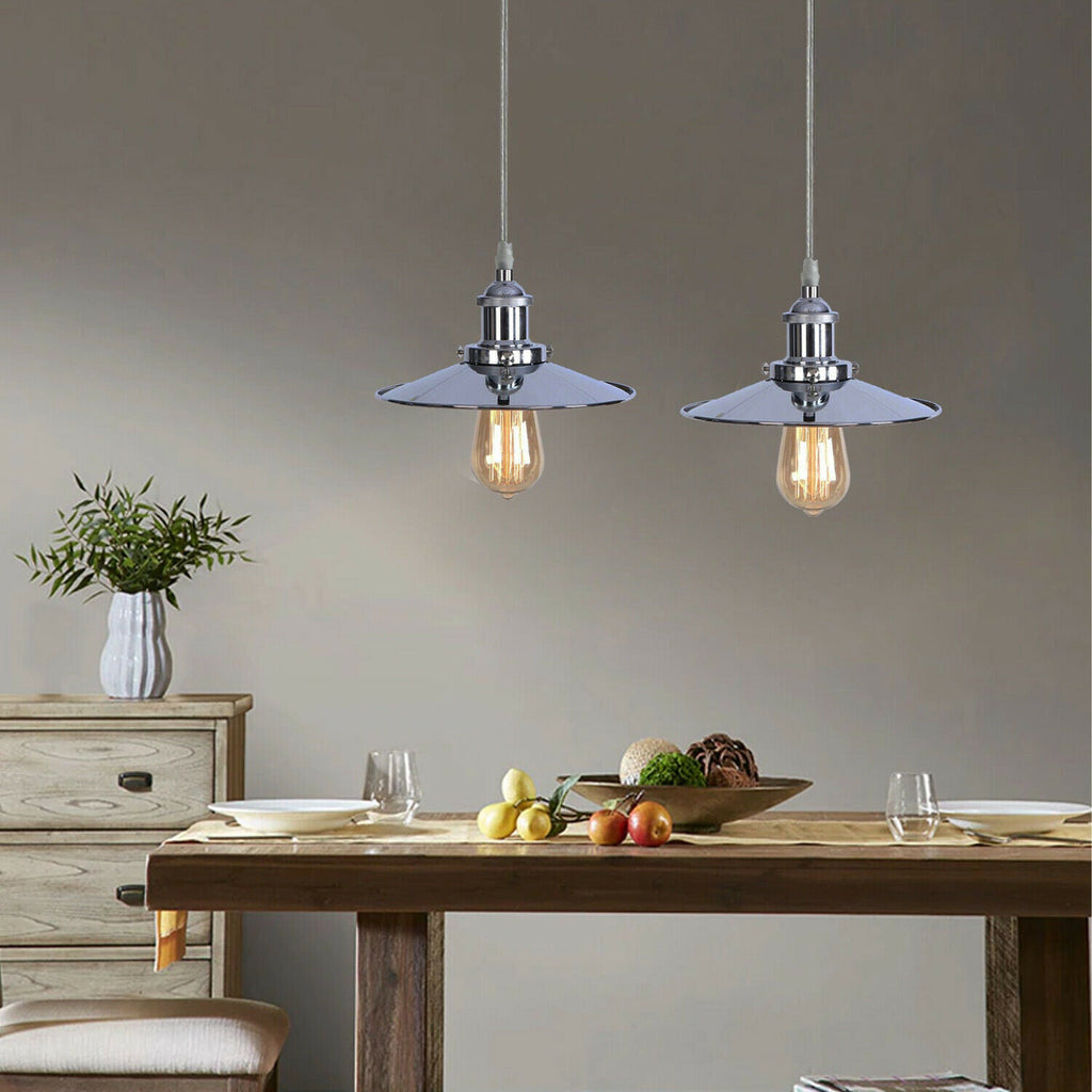 Vintage Pendant Lights Metal Flat Shade Hanging Retro Lamp ~ 6035