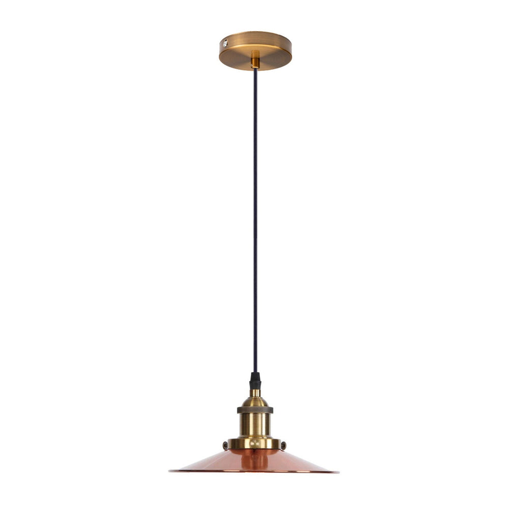 Vintage Industrial Metal Flat Shade Hanging Pendant Light Fixture