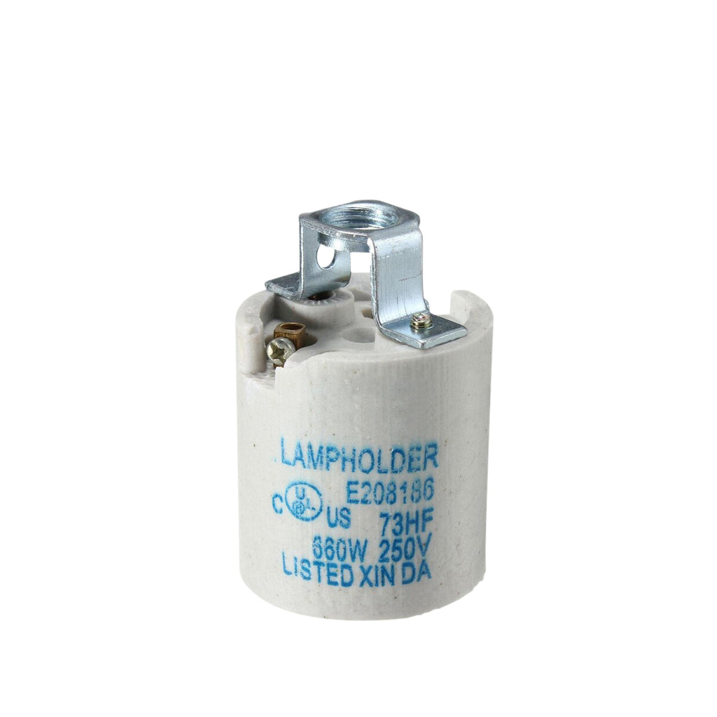 Durable White Ceramic E27 Edison Screw Lamp Holder - Heat Resistant Vintage Lighting Socket