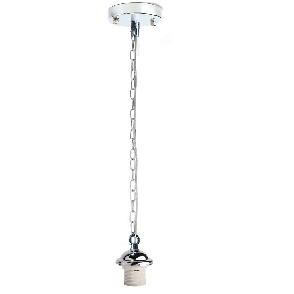 Adjustable E27 Industrial Pendant Lamp Holder Kit with Chain - Multiple Finishes
