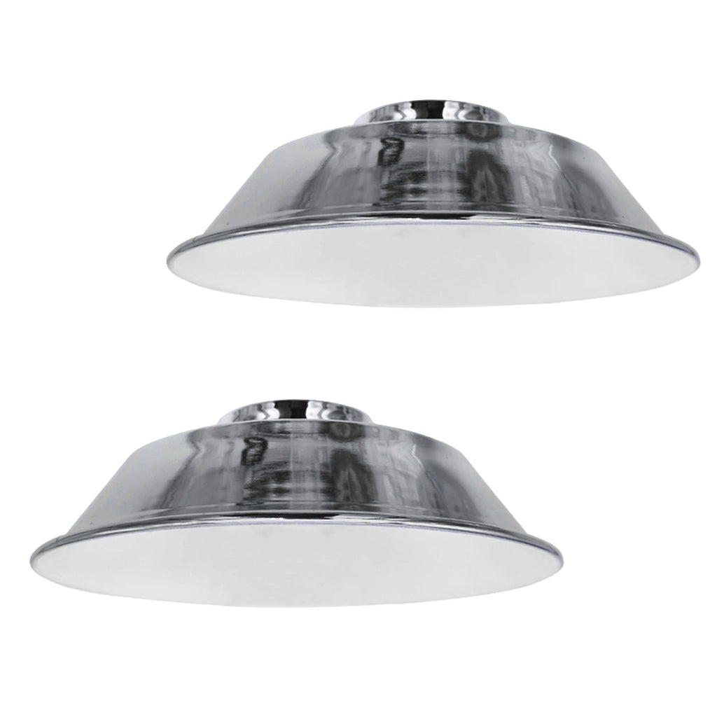 2-Pack Industrial Curvy Metal Easy-Fit Lamp Shades with Reducer Plate