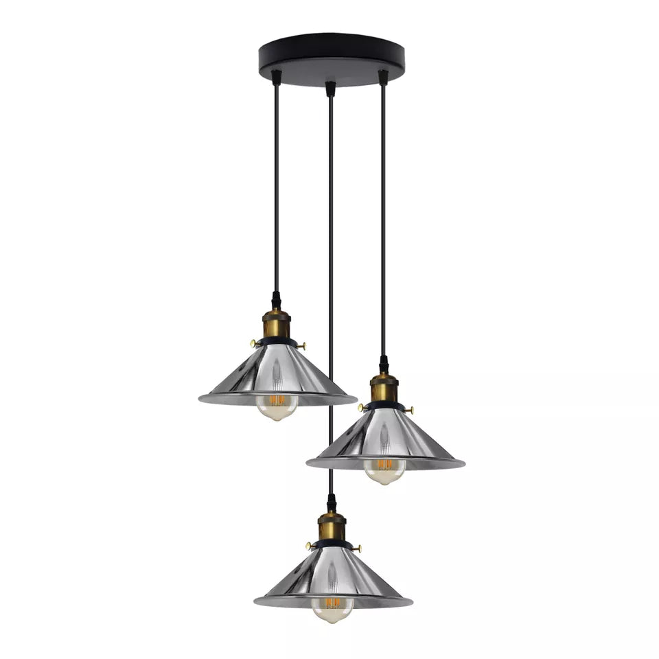 Stylish 3-Way Adjustable Cone Pendant Light Fixture for E27 Bulbs