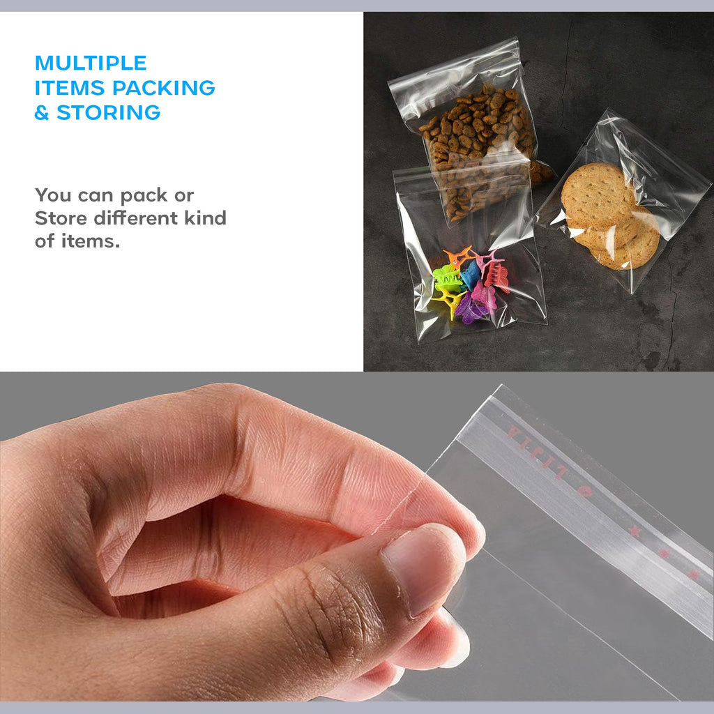 Clear Resealable Self-Sealing Zipper Poly Bags for Food Storage & Packaging