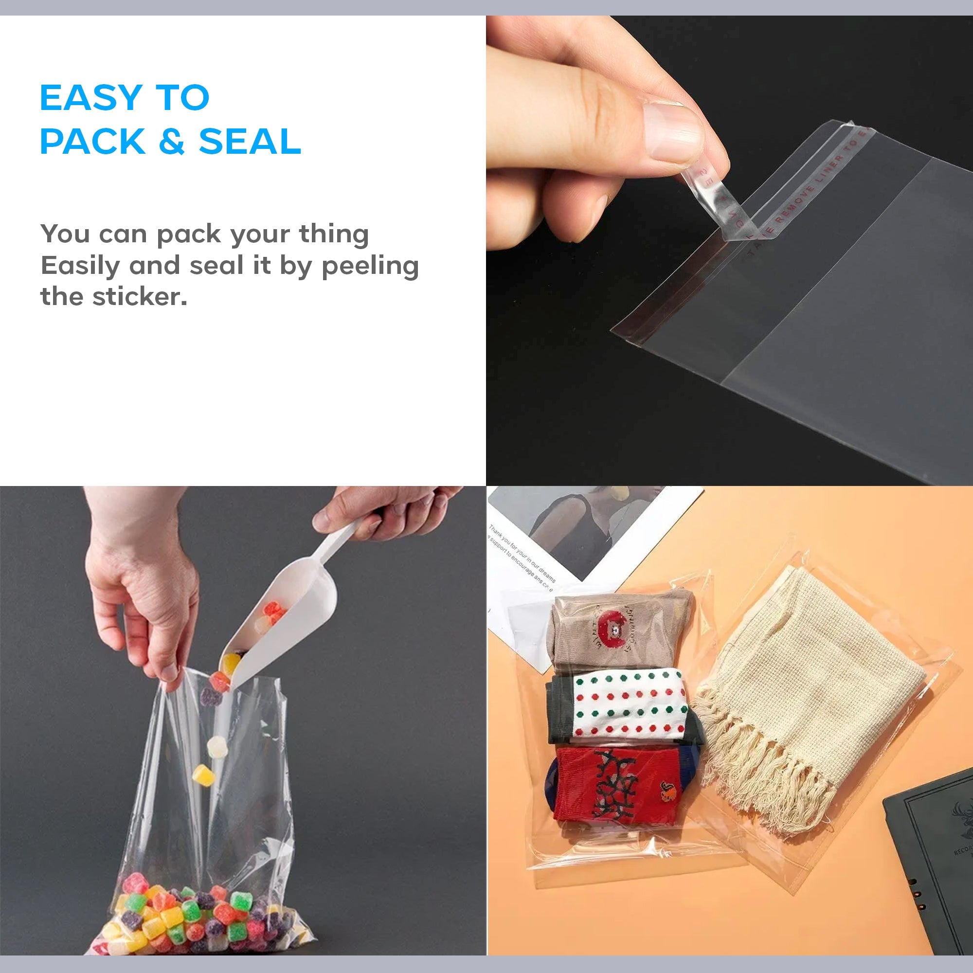 Clear Resealable Poly Zip Lock Bags for Food Storage and Packaging