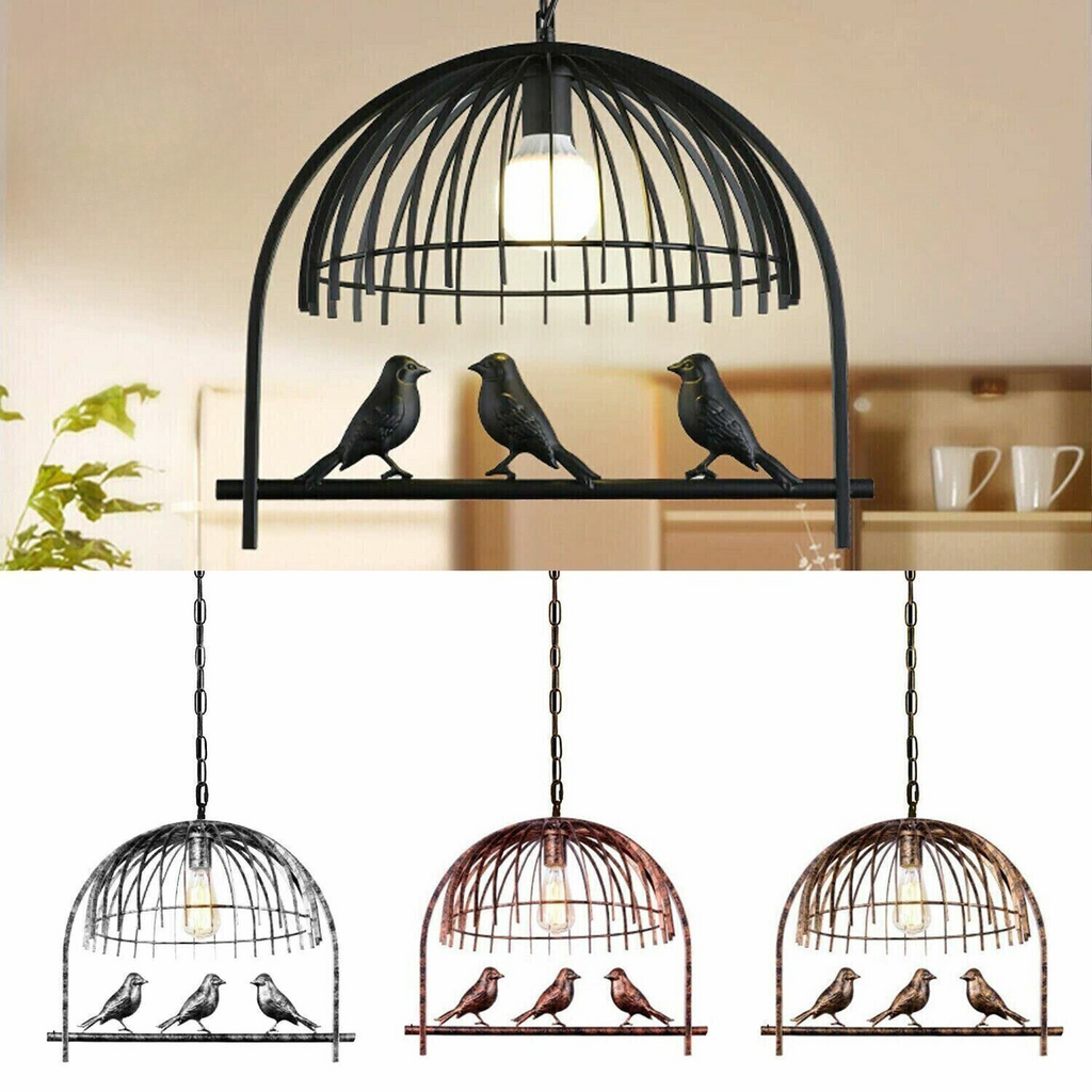 Industrial Retro Metal Cage Pendant Light E27 Fitting for Kitchen