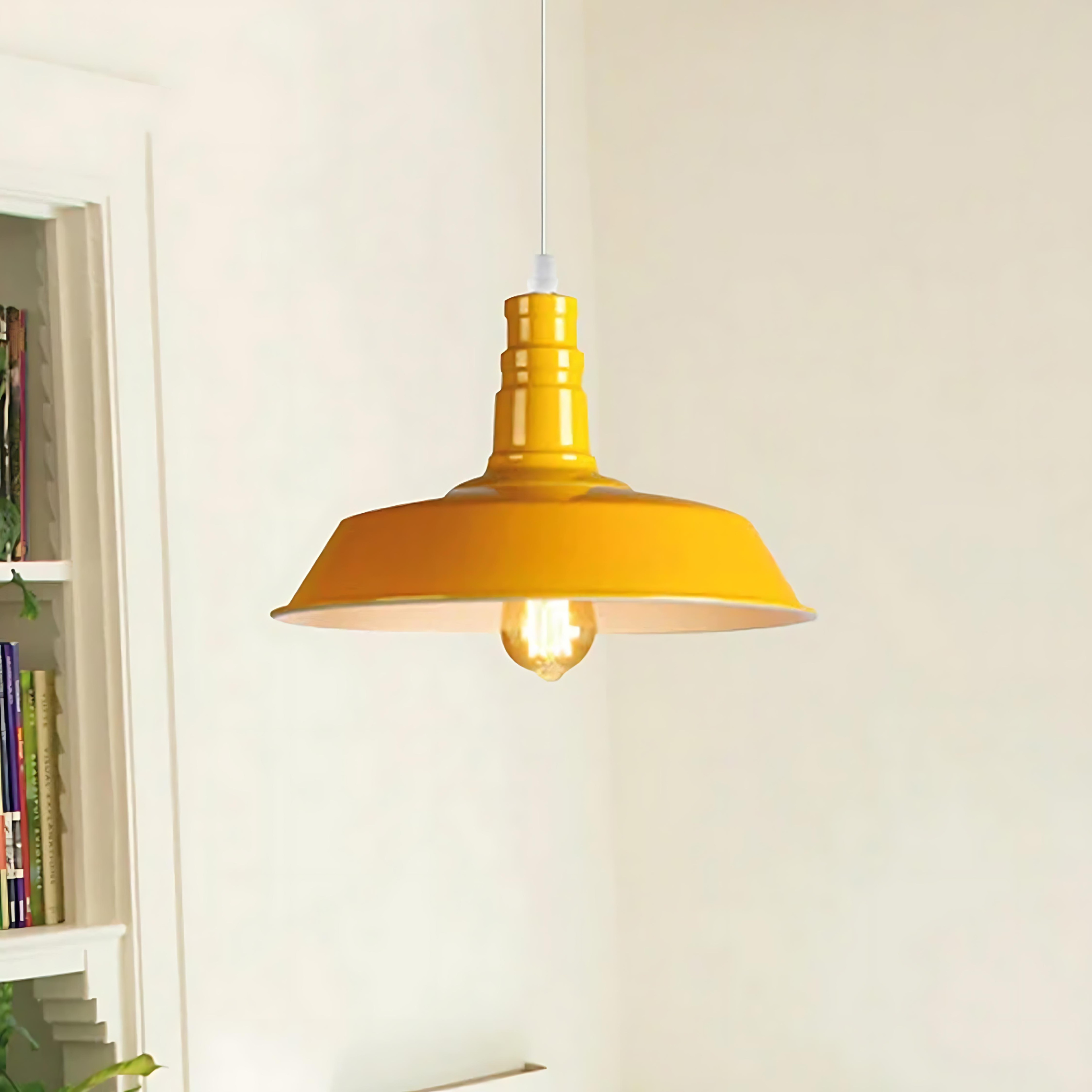 Modern Metal Barn Shade Kitchen Island Pendant Light, Adjustable Height Ceiling Lamp