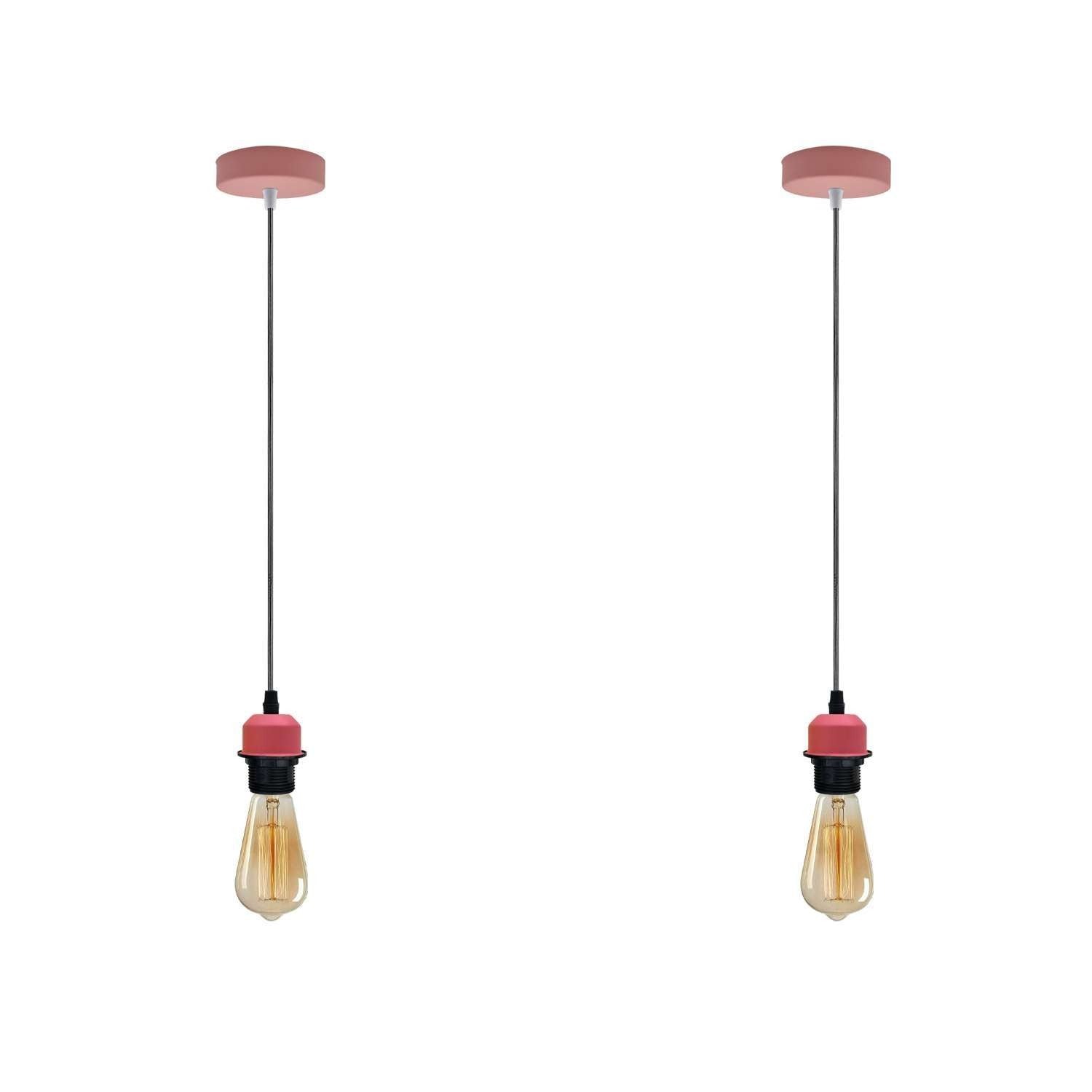 Chic Pink Metal Pendant Light Fixture with Adjustable Cable for E27 Bulbs