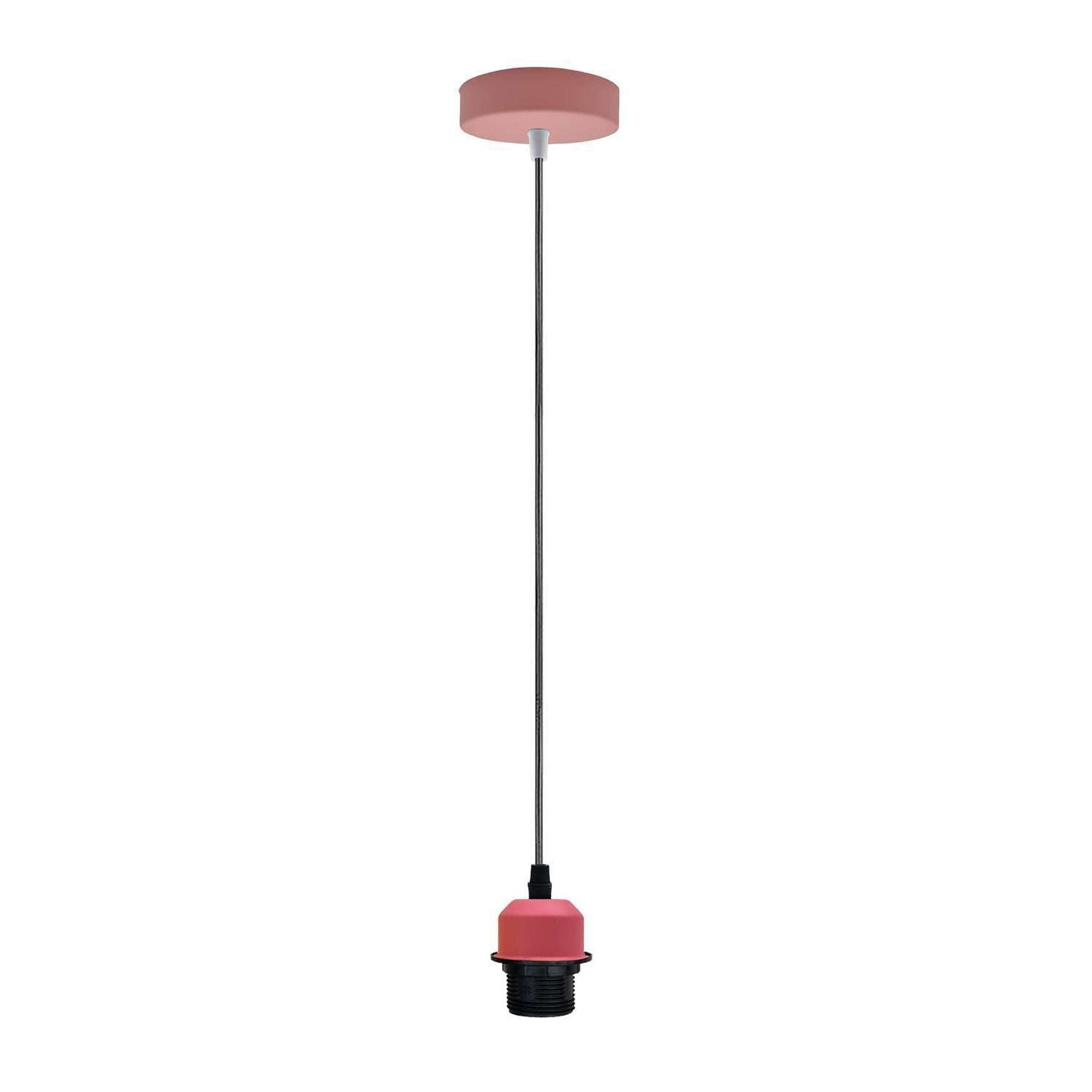 Chic Pink Metal Pendant Light Fixture with Adjustable Cable for E27 Bulbs