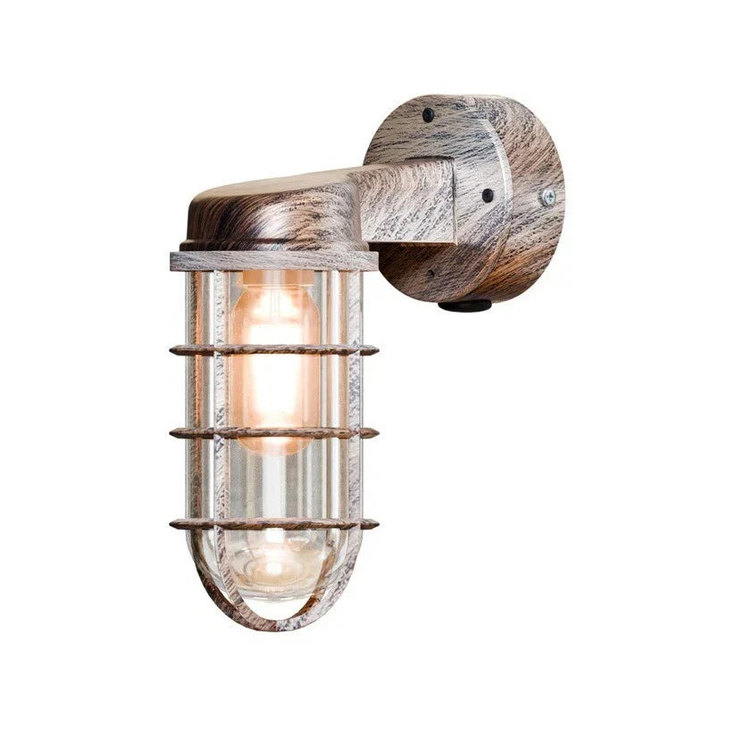 Industrial Bunker Bulkhead Cage Wall Sconce Light Fixture, Weatherproof Outdoor Metal Lamp