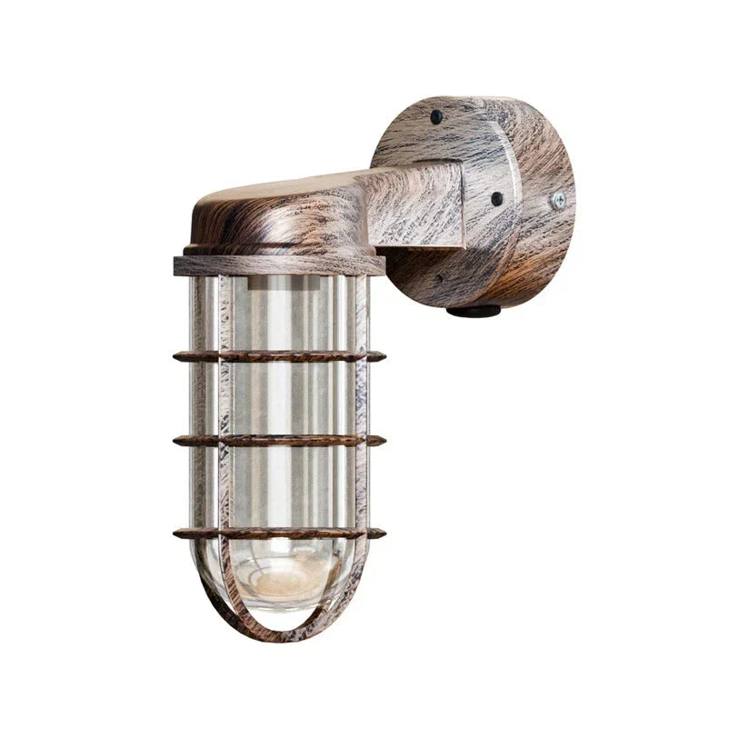 Industrial Bunker Bulkhead Cage Wall Sconce Light Fixture, Weatherproof Outdoor Metal Lamp