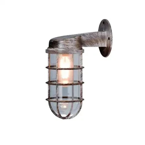 Industrial Bunker Bulkhead Cage Wall Sconce Light Fixture, Weatherproof Outdoor Metal Lamp
