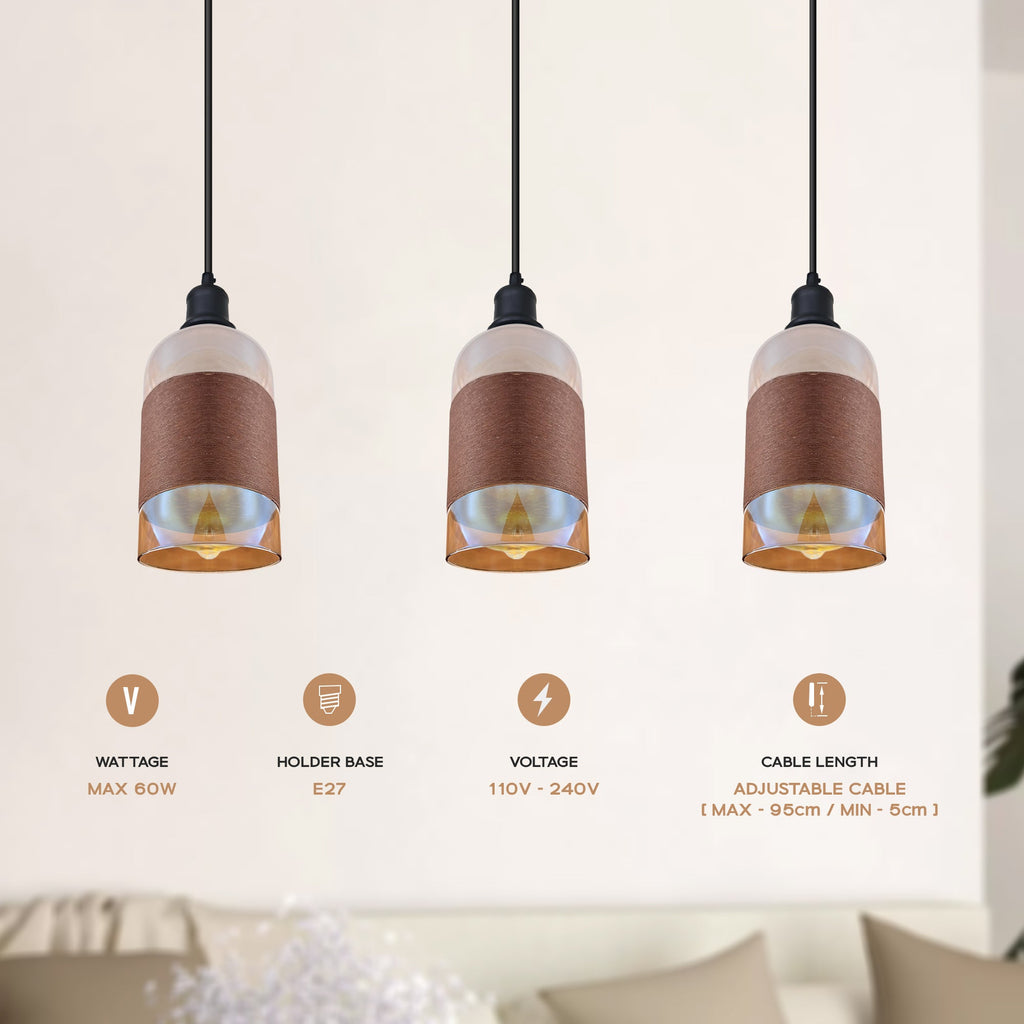 Sparkling 3-Way Crystal Pendant Light, Floral Glass Shades, Adjustable Height