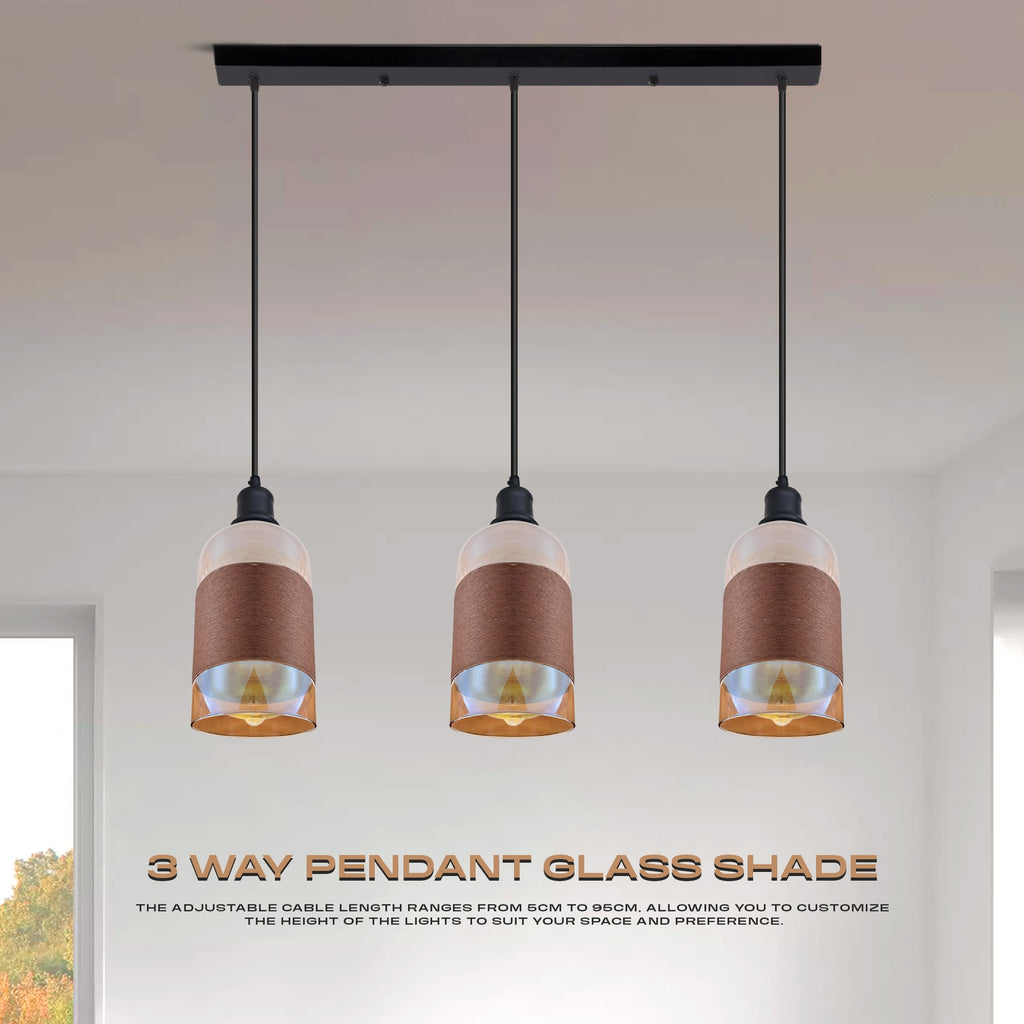 Sparkling 3-Way Crystal Pendant Light, Floral Glass Shades, Adjustable Height