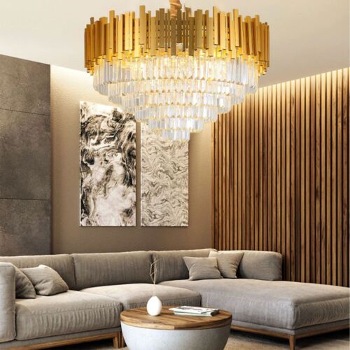 Luxury Modern Gold Crystal Chandelier for Living Room Dining Bedroom Lighting