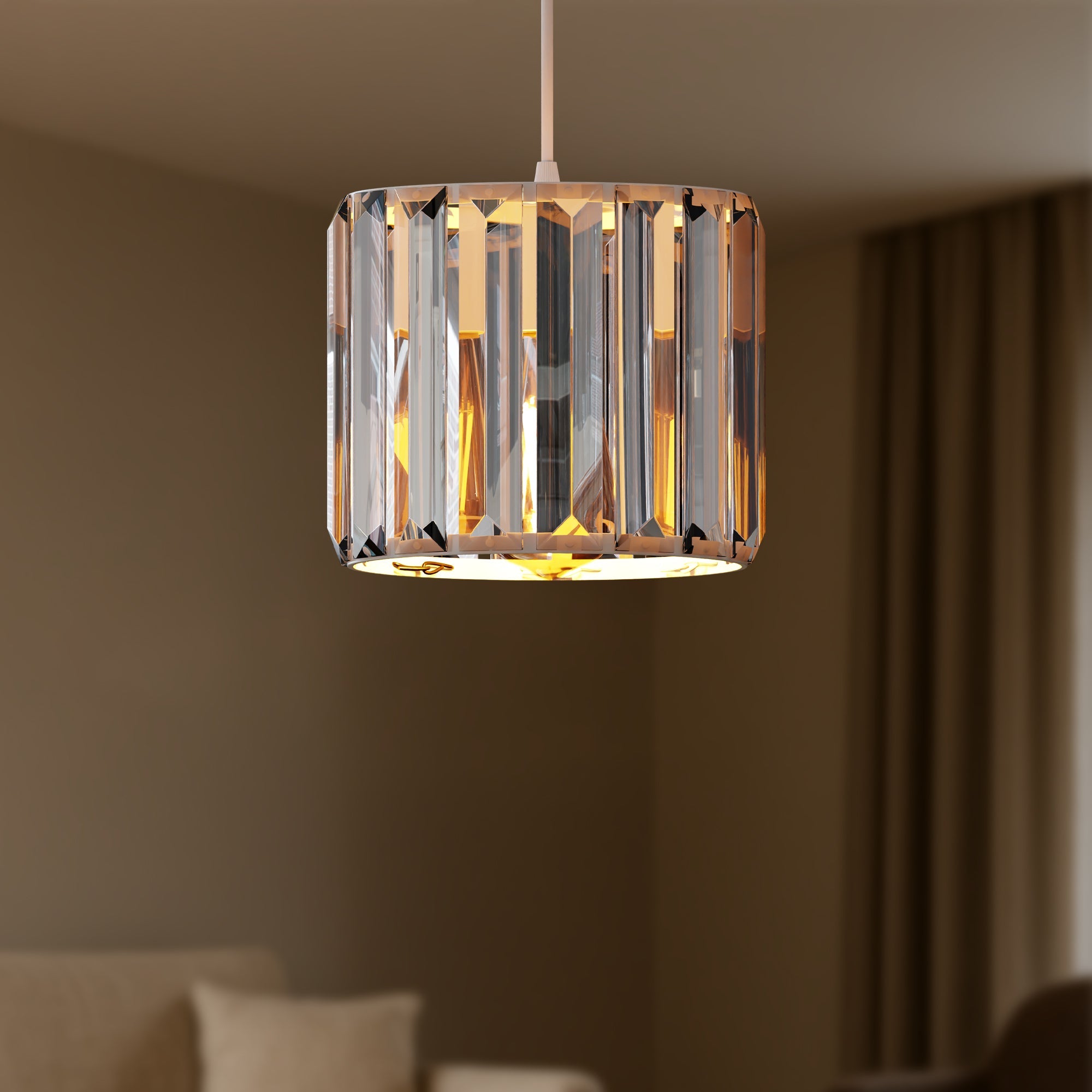 Modern Crystal Glass Shade Pendant Light E27 Ceiling Hanging Lamp Fixture
