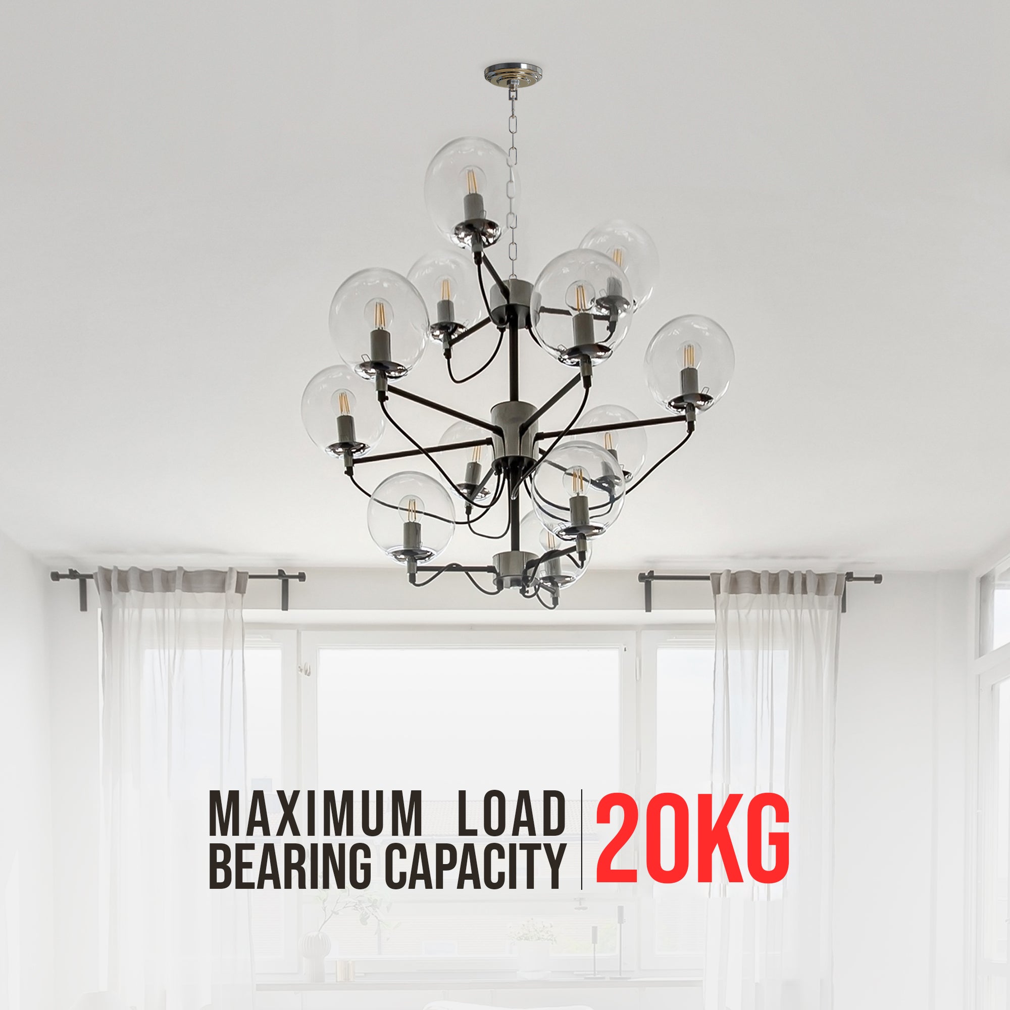 Heavy-Duty Metal Ceiling Rose with Adjustable Hanging Link Chain for Lights