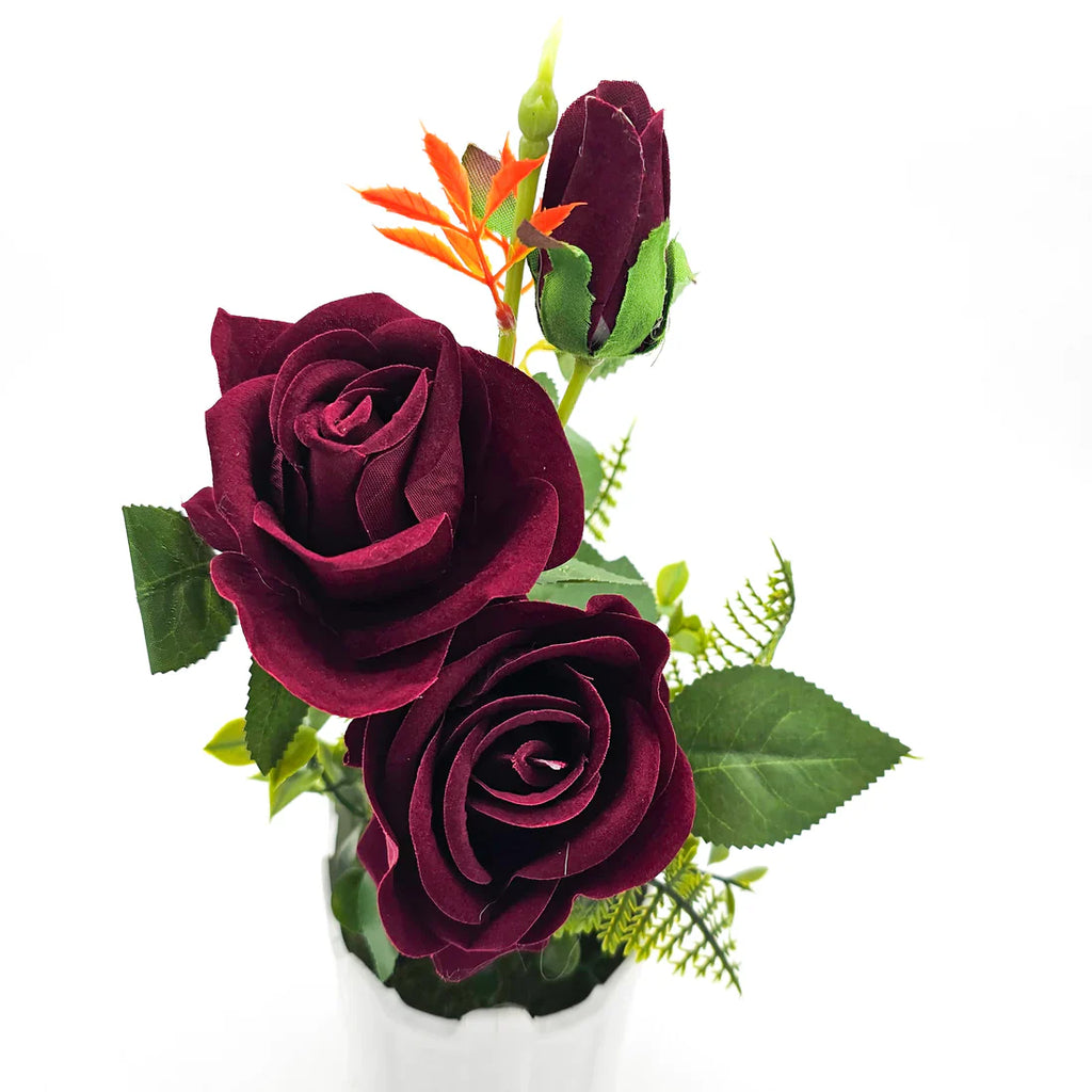 Lifelike Artificial Rose Flower Arrangement with Decorative Vase for Home