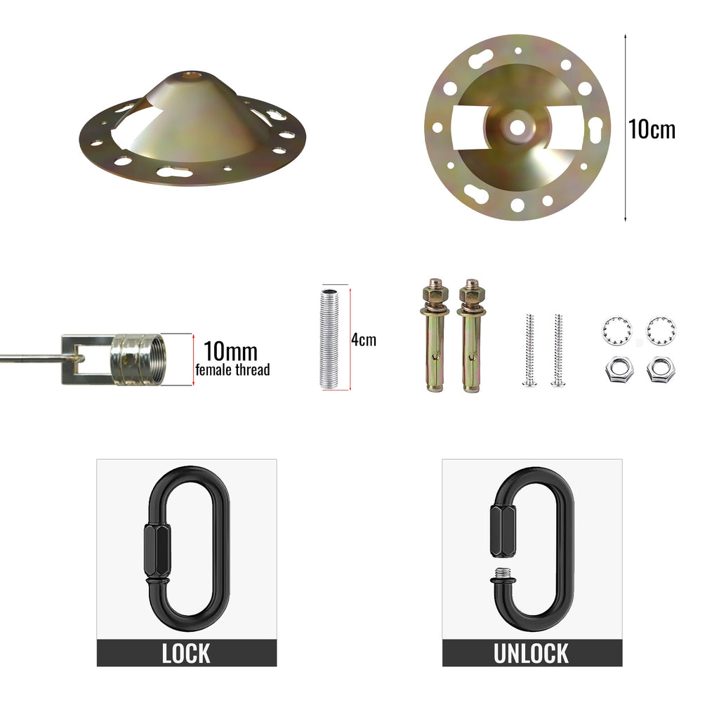 Heavy-Duty Metal Ceiling Rose with Adjustable Hanging Link Chain for Lights