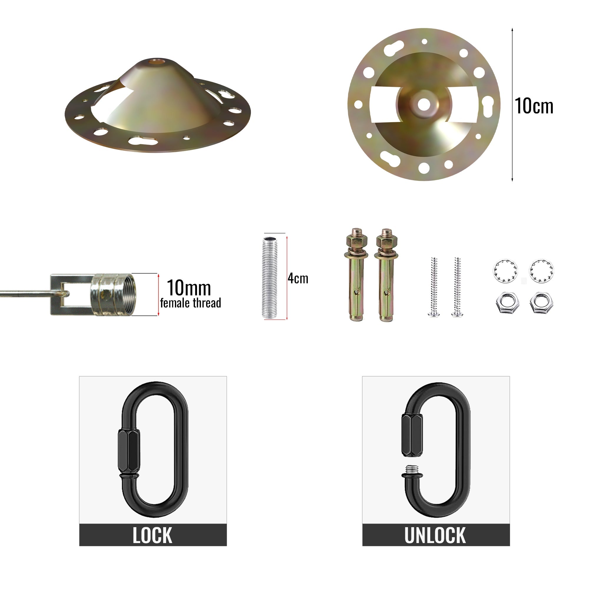 Heavy-Duty Metal Ceiling Rose with Adjustable Hanging Link Chain for Lights