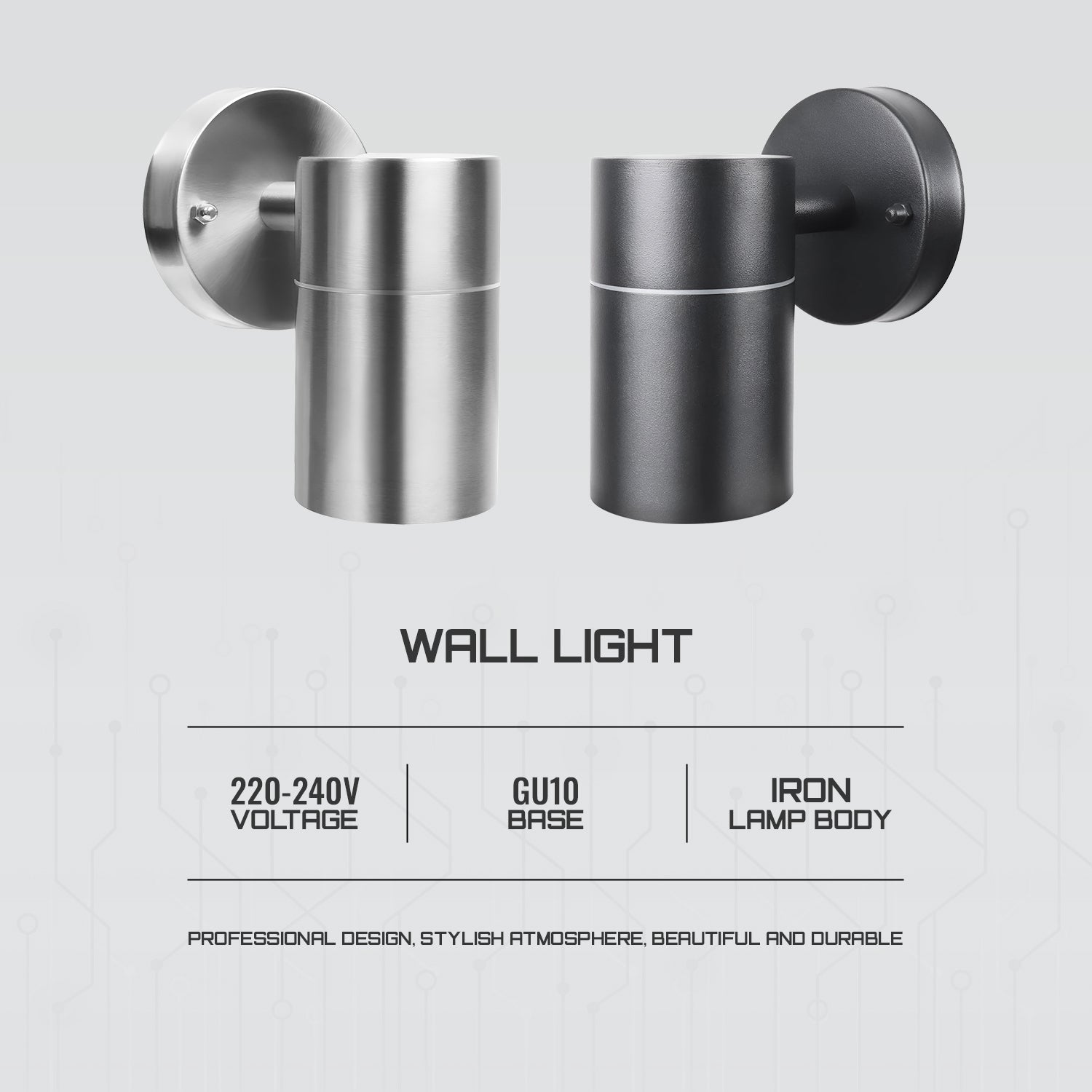 Modern IP44 Stainless Steel Downlight GU10 Outdoor Wall Security Light