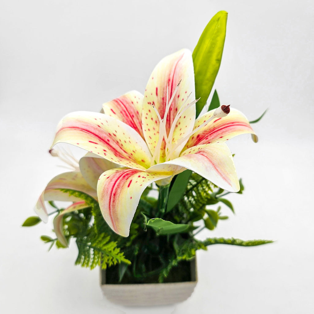 Lifelike Artificial Lily Flowers Potted 2-Pack for Elegant Home Table Decor