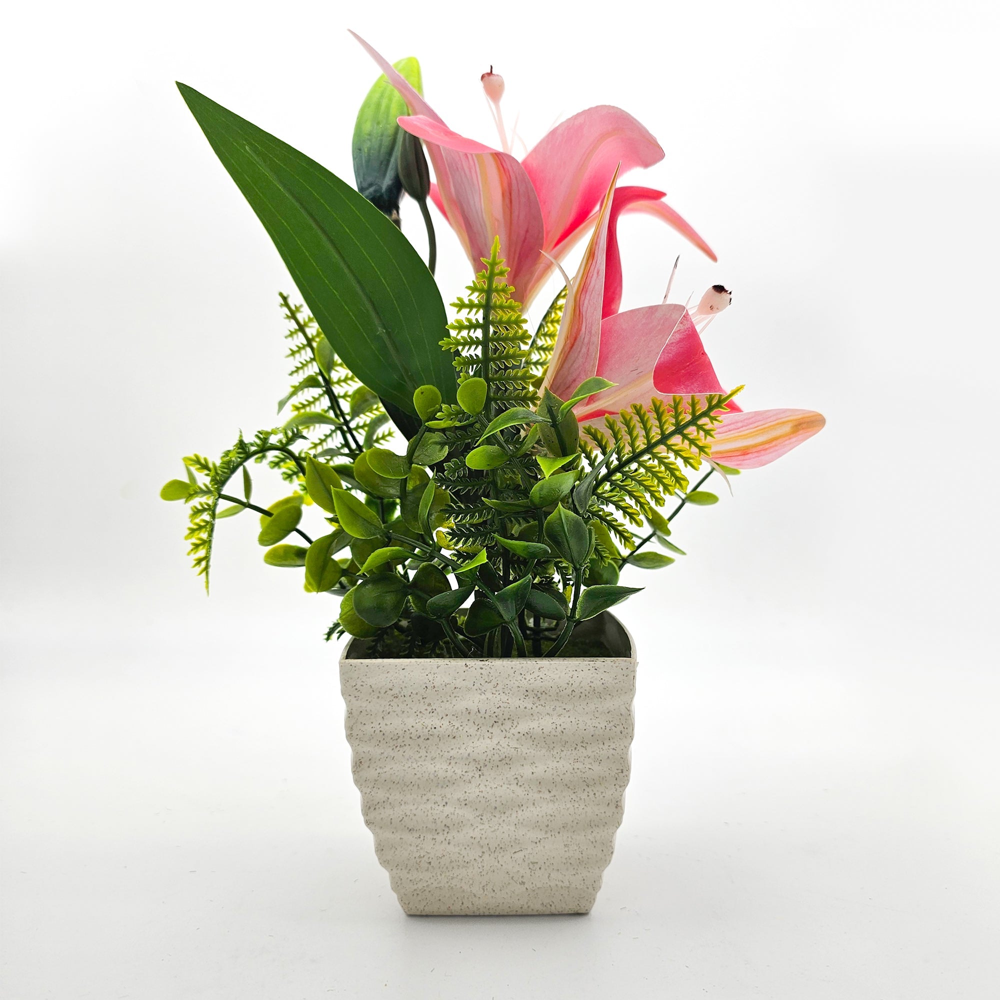 Lifelike Artificial Lily Flowers Potted 2-Pack for Elegant Home Table Decor