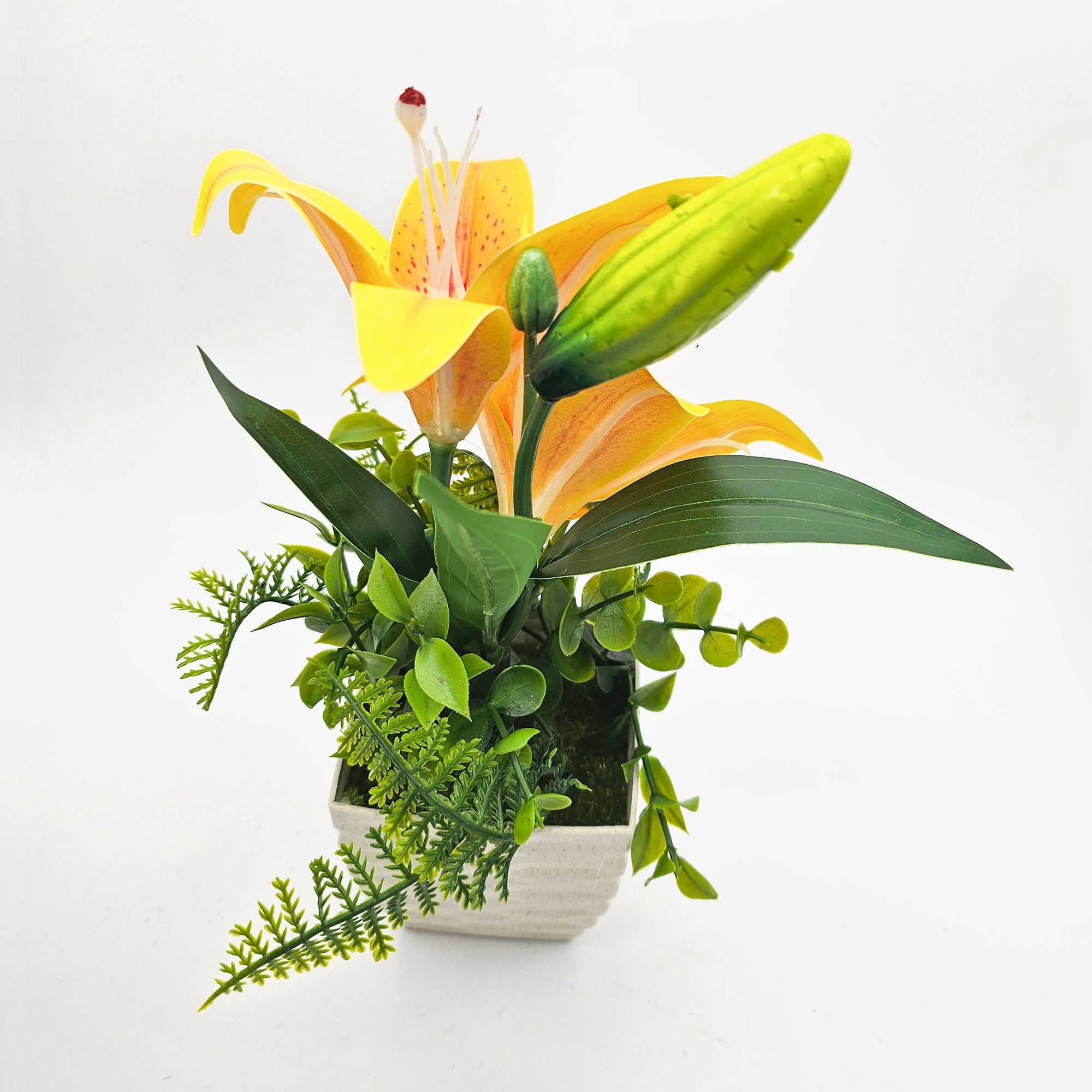 Lifelike Artificial Lily Flowers Potted 2-Pack for Elegant Home Table Decor
