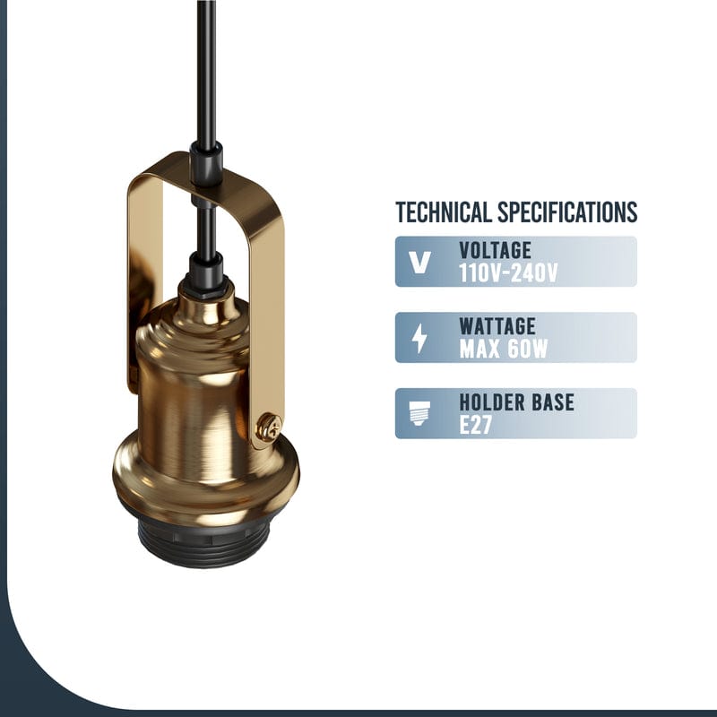 Modern Minimalist E27 Pendant Light Fitting Holder with Adjustable Cable