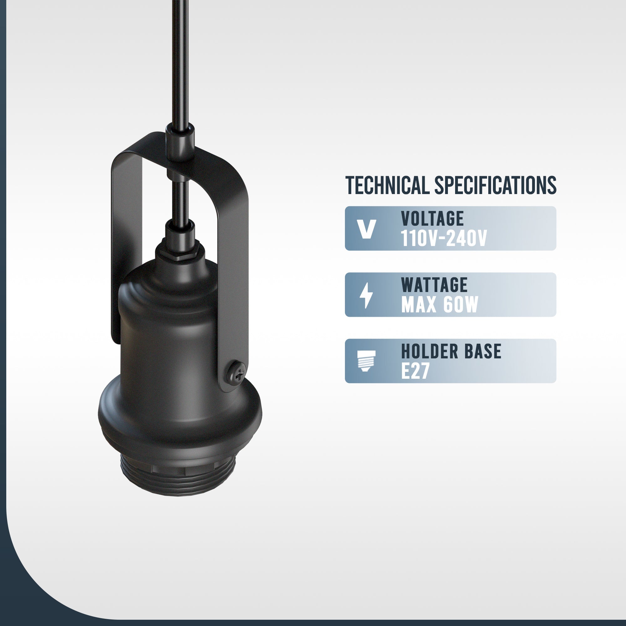 Modern Minimalist E27 Pendant Light Fitting Holder with Adjustable Cable