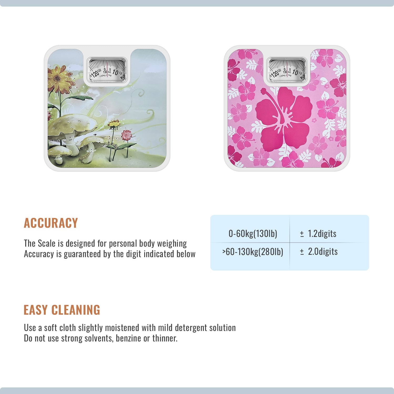 Accurate Mechanical Analog Bathroom Scale - Rotating Dial for Easy Weight Reading