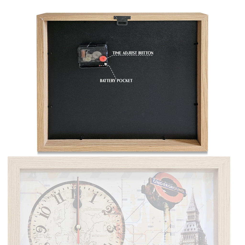 London Big Ben Vintage Rectangular Wood Art Painting Wall Clock