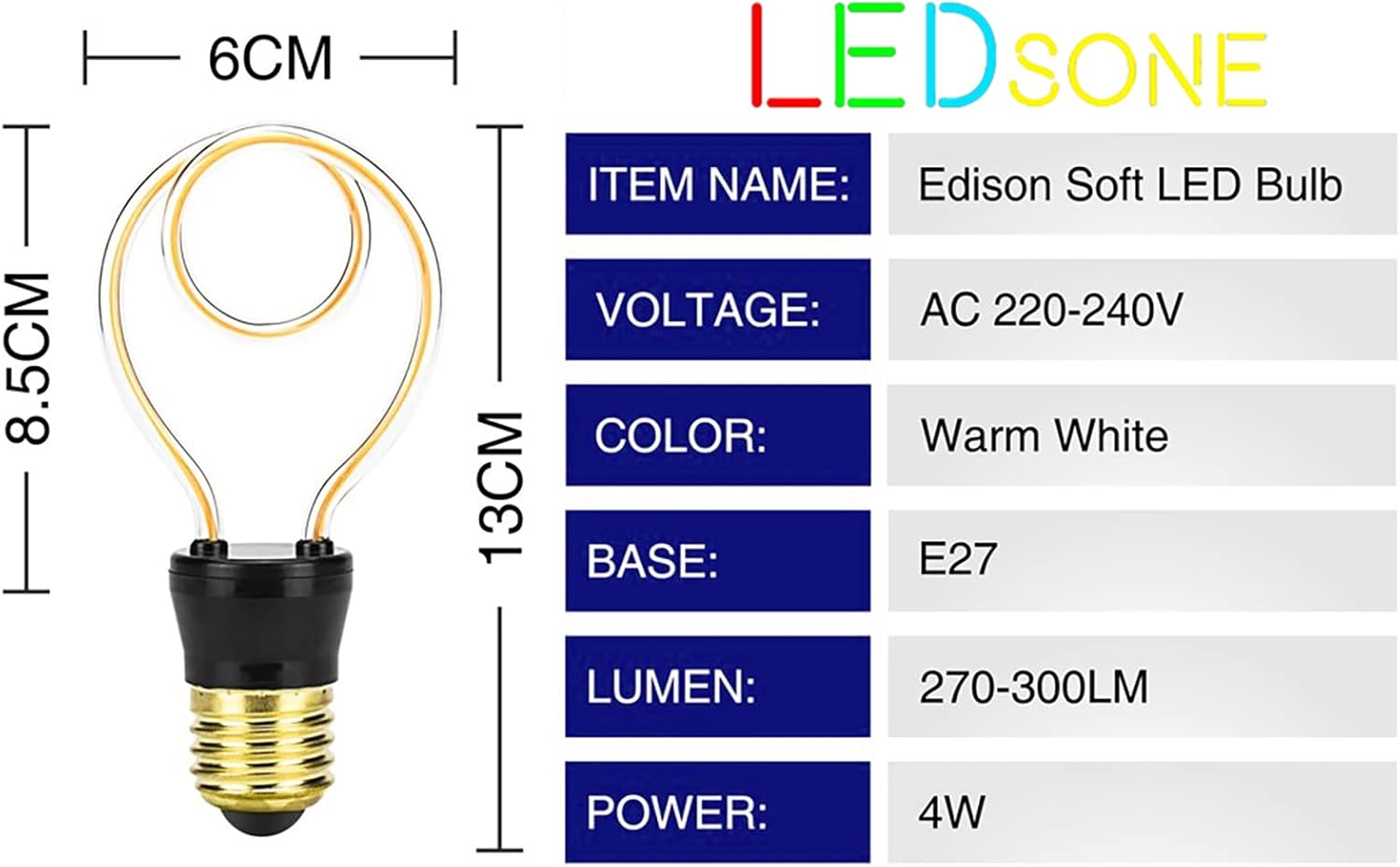 Vintage Style LED Filament E27 Screw Bulb, 4W Decorative Neon Light