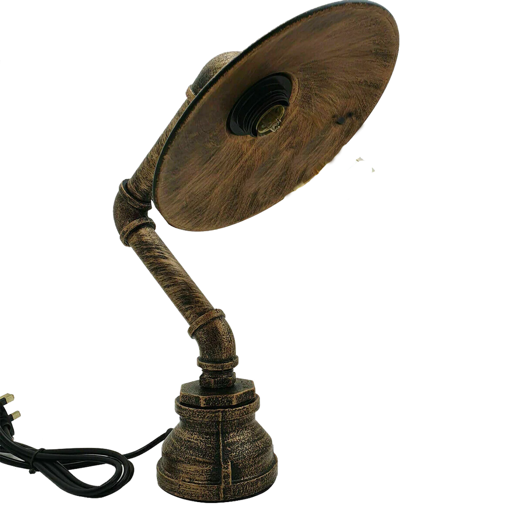 Industrial Vintage Steel Pipe Desk Lamp Brushed Copper E27