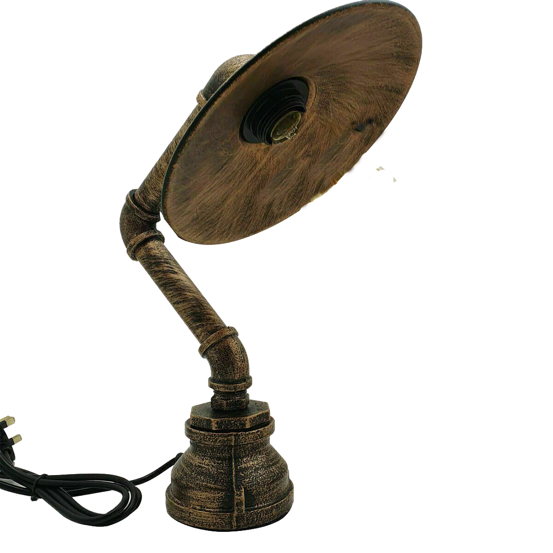 Industrial Vintage Steel Pipe Desk Lamp Brushed Copper E27