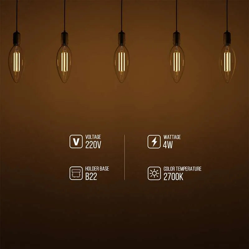 Energy-Efficient B22 LED Filament Candle Bulbs, Warm/Cool White, Long Lifespan