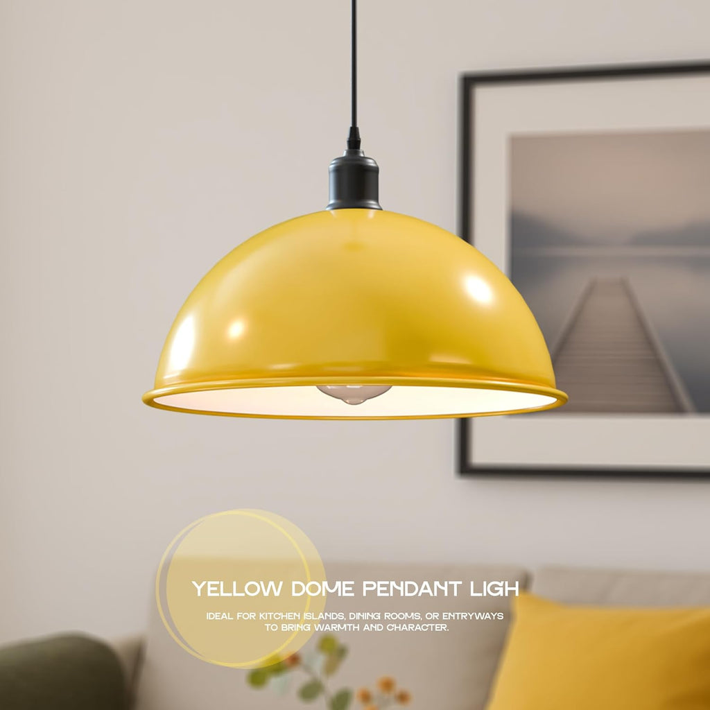 Modern Industrial Metal Dome Pendant Light Fixture, Adjustable E27 Hanging Ceiling Lamp