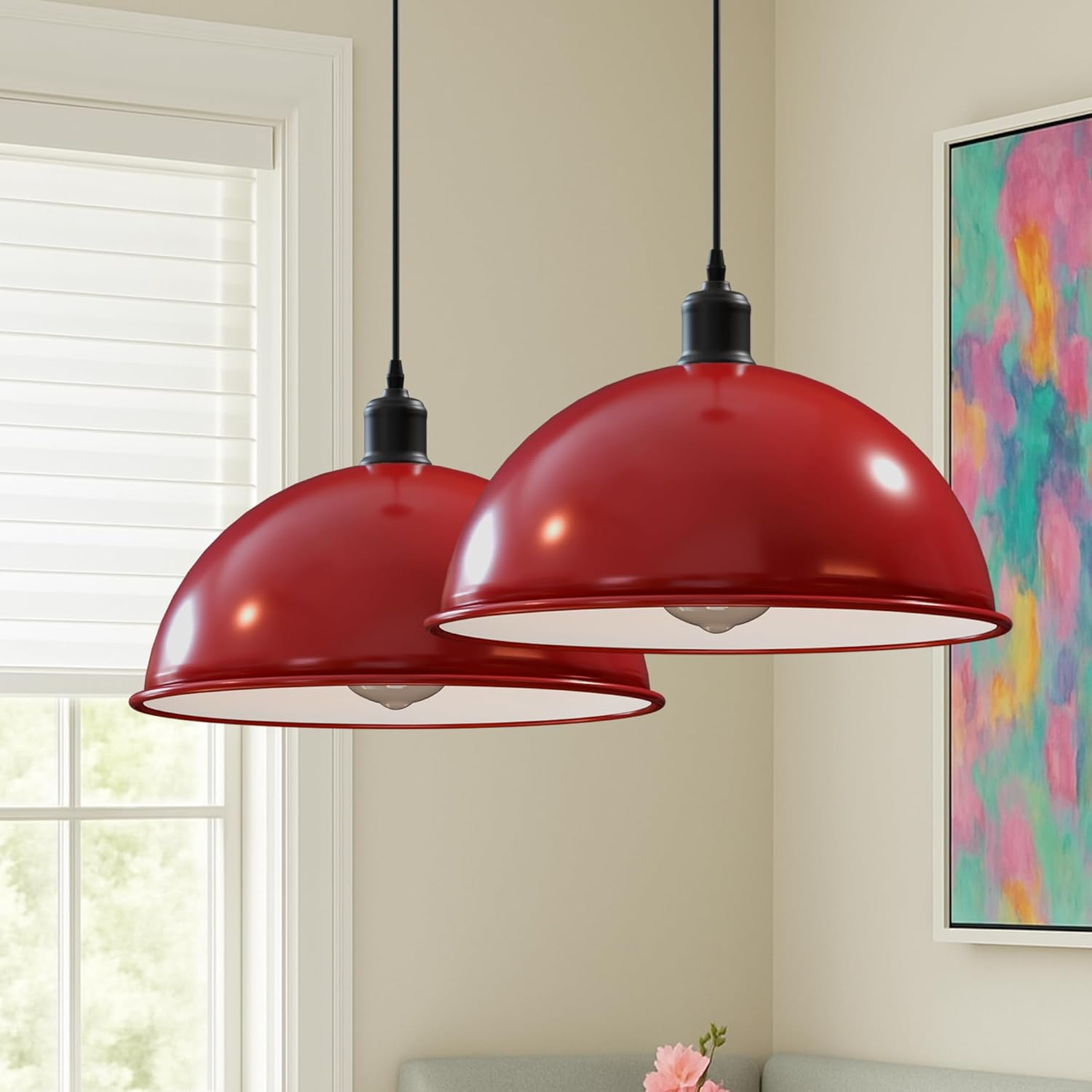 Adjustable Metal Dome Shade Pendant Light Fixture for Modern Retro Interiors