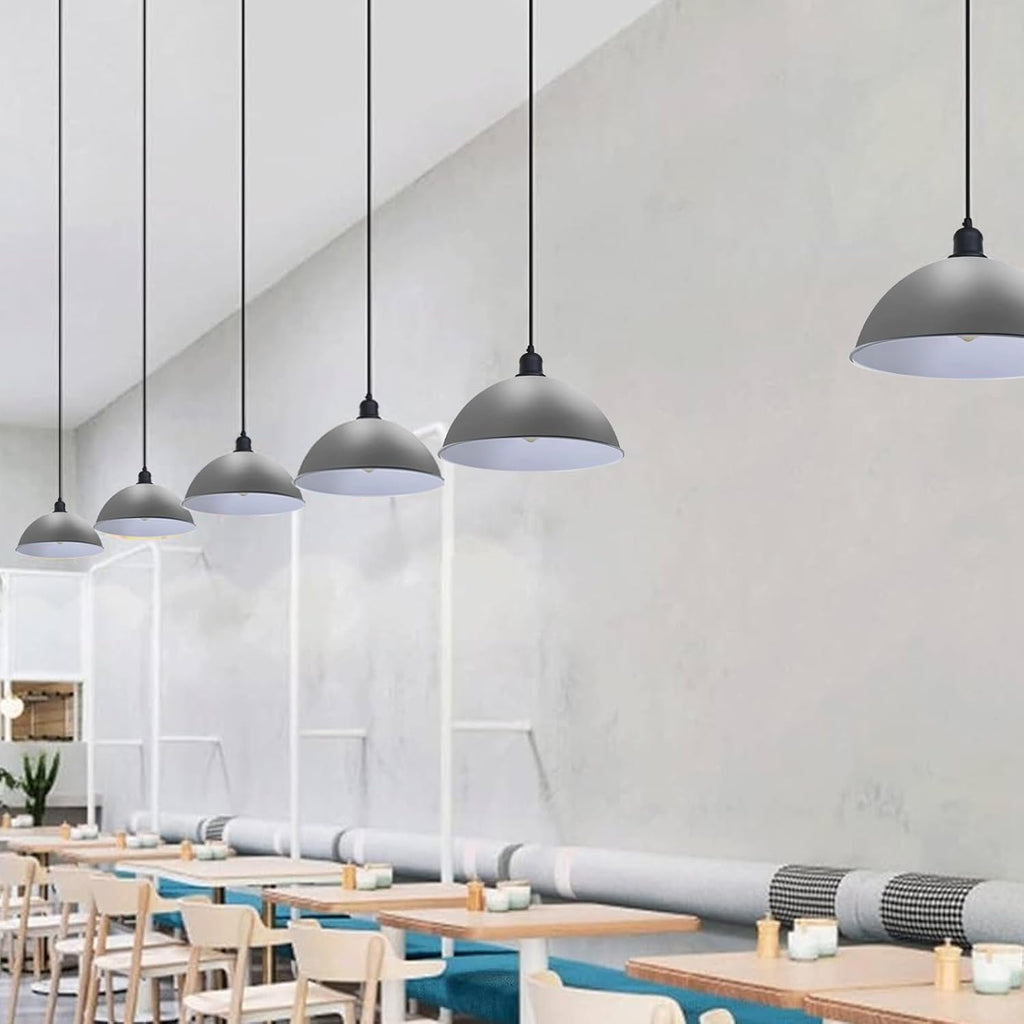 Adjustable Metal Dome Pendant Light Fixture, Industrial Retro Ceiling Hanging Lamp