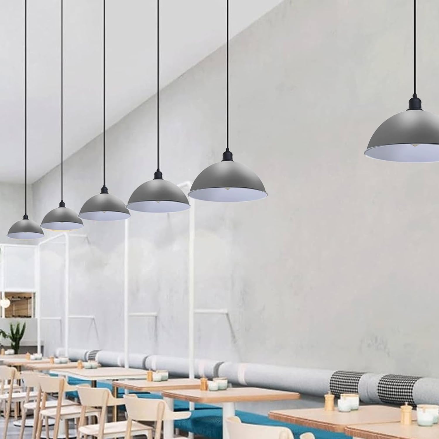Adjustable Metal Dome Pendant Light Fixture, Industrial Retro Ceiling Hanging Lamp