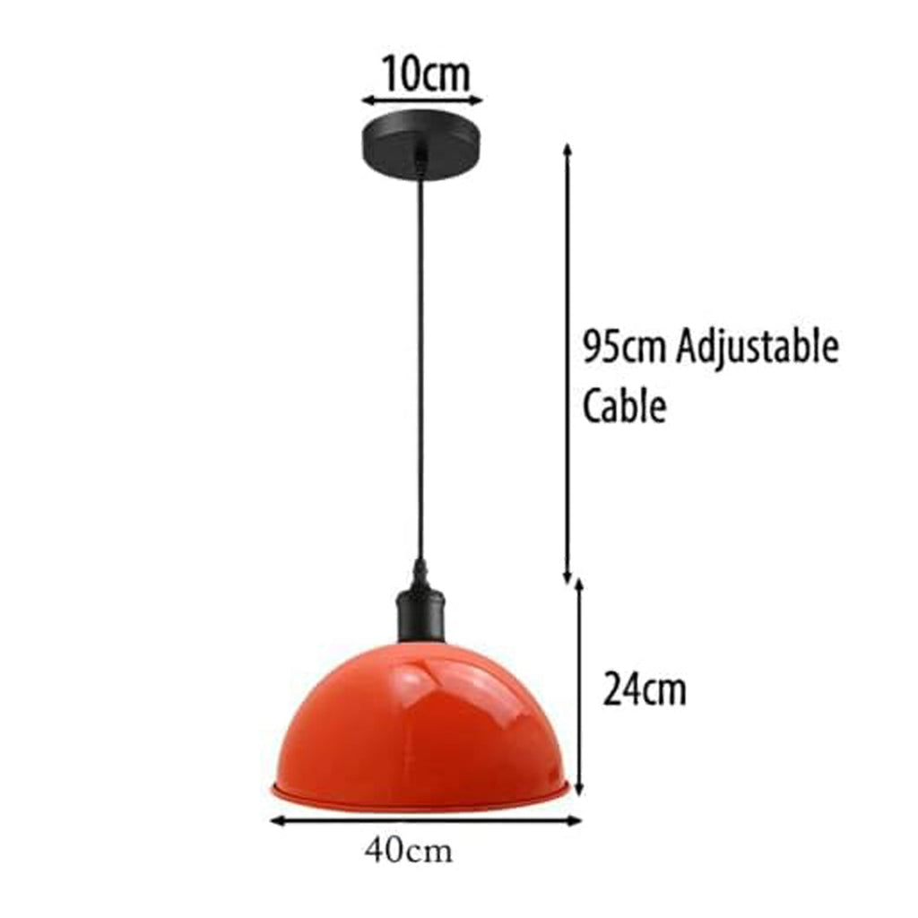 Adjustable Metal Dome Pendant Light Fixture, Industrial Retro Ceiling Hanging Lamp