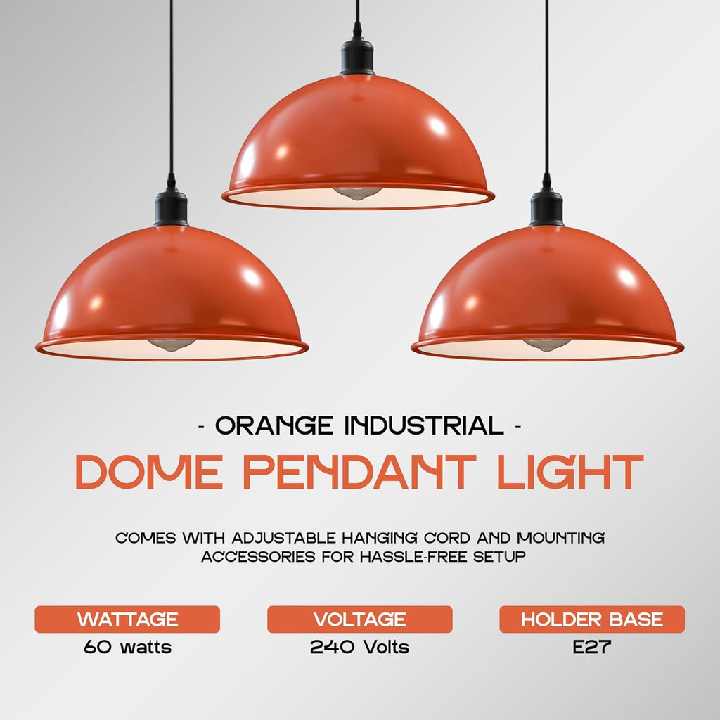 Modern Industrial Metal Dome Pendant Light Fixture, Adjustable E27 Hanging Ceiling Lamp