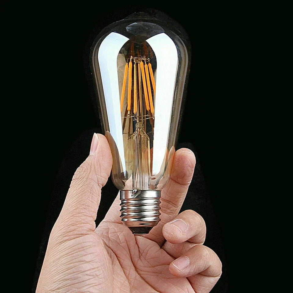 Vintage Dimmable ST64 E27 LED Filament Bulb 6W, Warm White Amber Glass